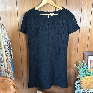 J.Crew Factory Black Lace Short Sleeve Dress Size‎ 10